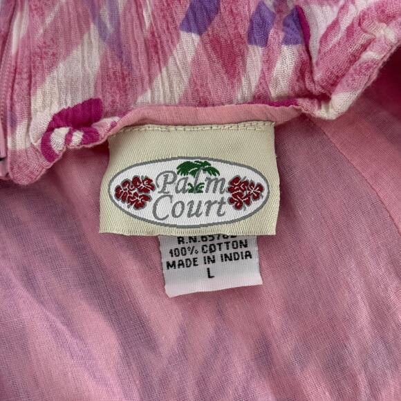 Palm Court Dress Womens Large Pink Purple Halter Sundress Tropical Turtle Beach - Picture 3 of 5